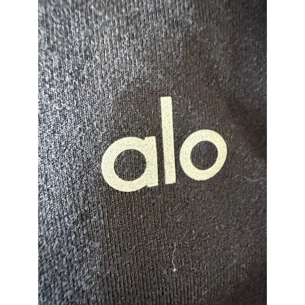 Alo Yoga Women Black High Waist Front Slit Flare Leggings Yoga Pants Size S